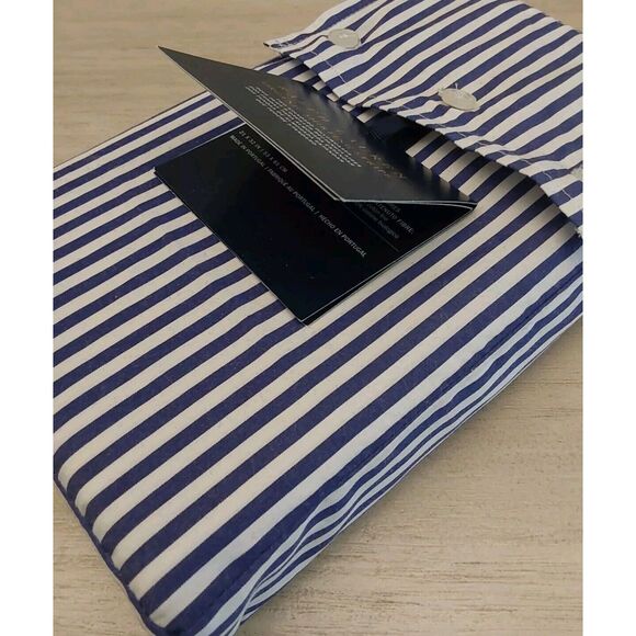 Ralph Lauren Organic Shirting Stripe Cotton Two Standard Pillowcases Blue White - Picture 6 of 9